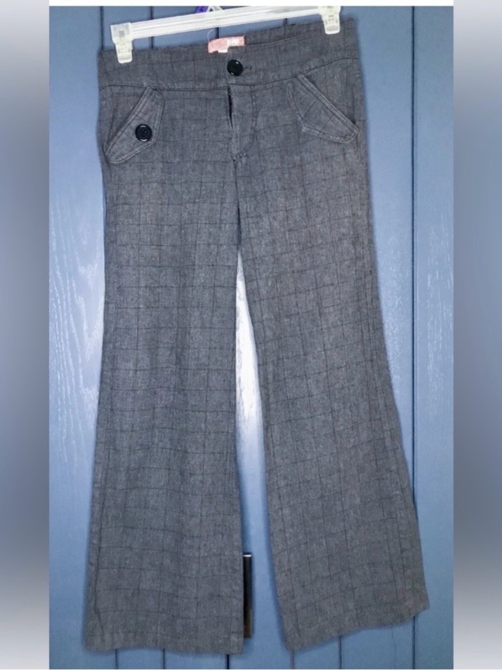 Lux Gray Plaid Trouser Pants Juniors Size 3 Corporate Goth Dark Academia Classic